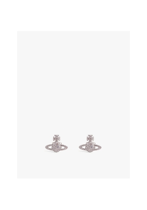 Womens Vivienne Westwood Jewellery Grace Bas Relief Platinum-Plated Silver-Tone Brass and Crystal Earrings