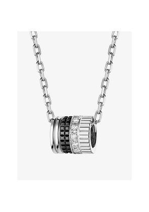 Mens Boucheron Quatre Black Edition 18ct White-Gold, Ceramic and 0.17ct Diamond Pendant Necklace