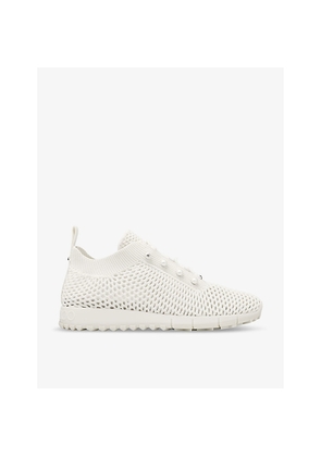 Womens Jimmy Choo Veles Pearl-Embellished Knitted Low-Top Trainers