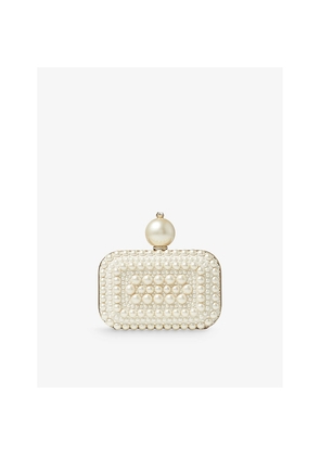 Womens Jimmy Choo Micro Cloud Pearl and Crystal-Embellished Suede Clutch Bag