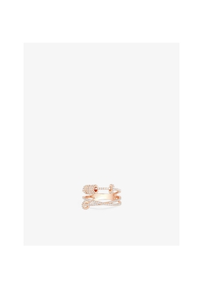 Womens Apm Monaco Triple-Band 18ct Rose Gold-Plated Metal Alloy and Cubic Zirconia Ring