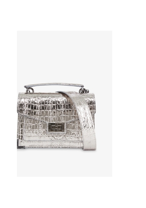 Womens The Kooples Emily Small Croc-Embossed Leather Shoulder Bag