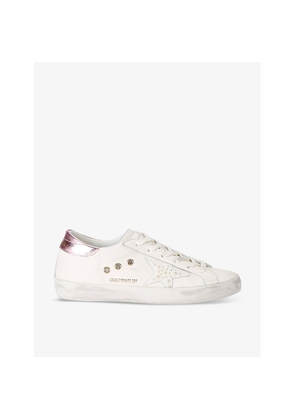 Womens Golden Goose Women's Superstar Pearl-Embellished Leather Low-Top Trainers