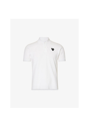 Mens Comme Des Garcons Play Heart-Print Ribbed-Trim Cotton Polo Shirt