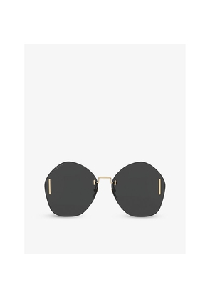 Womens Gucci Gg1203S Round-Frame Metal Sunglasses