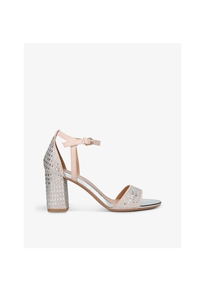 Womens KG Kurt Geiger Faryn Bling Diamante-Embellished Faux-Leather Heeled Sandals