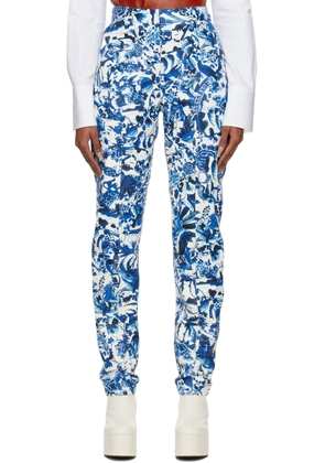 Dries Van Noten White Printed Leather Pants