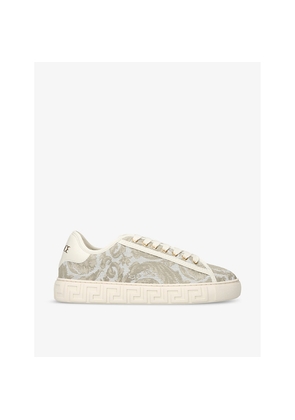 Womens Versace Baroque Graphic-Pattern Canvas Low-Top Trainers