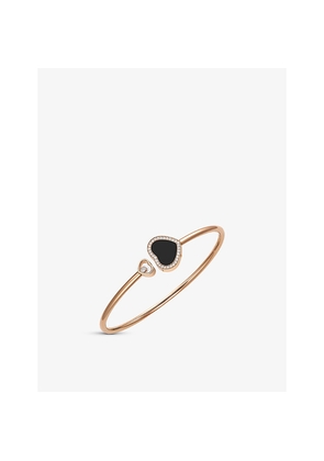 Chopard Happy Hearts 18ct Rose-Gold, 0.19ct Round-Cut Diamond and Onyx Bangle Bracelet
