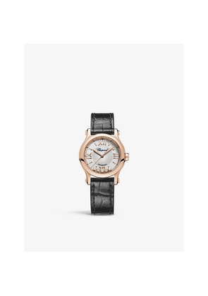 Chopard Happy Sport 274893-5011 18ct Rose-Gold, Diamond and Leather Diamond Watch