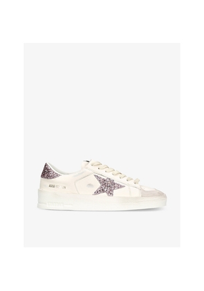 Womens Golden Goose Stardan 10310 Star-Glitter Leather Low-Top Trainers