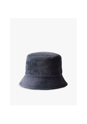 Womens Prada Logo-Embossed Nylon Bucket Hat
