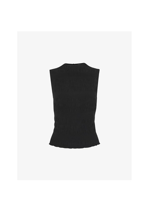 Womens Whistles Plisse Round-Neck Sleeveless Stretch-Woven Top