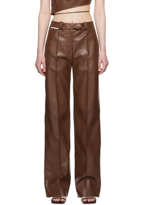 Aleksandre Akhalkatsishvili Brown Straight-Leg Faux-Leather Trousers