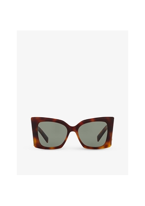 Womens Saint Laurent M119 Blaze Rectangle-Frame Acetate Sunglasses