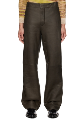 JACQUEMUS Khaki 'Le Pantalon Pastre' Leather Pants