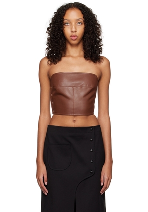 Aleksandre Akhalkatsishvili Brown Button Corset Tank Top