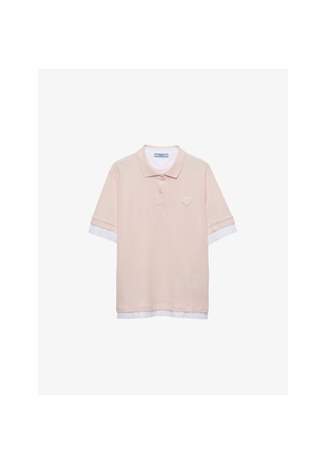 Womens Prada Logo-Patch Relaxed-Fit Piqué and Jersey Polo Shirt