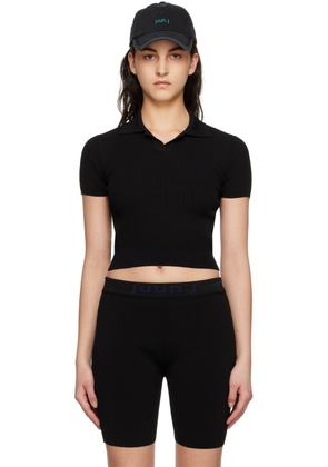 Juun. J Black Open Spread Polo