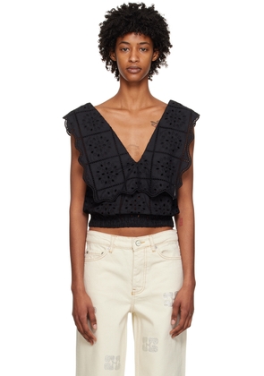 GANNI Black Rhythm Collar Tank Top