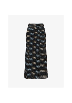 Womens Whistles Scattered Hearts Graphic-Print Woven Midi Skirt