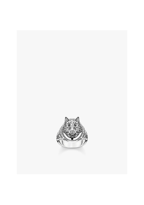 Womens Thomas Sabo Rebel Wolf 925 Sterling-Silver and Zirconia Signet Ring
