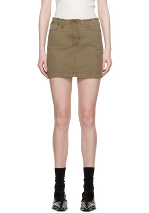 DRAE Khaki Zip-Fly Denim Miniskirt