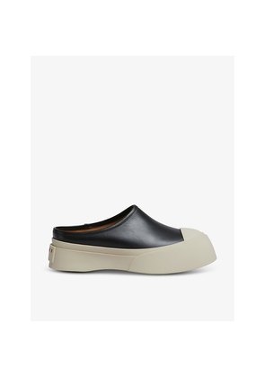 Womens Marni Logo-Embossed Backless Leather Trainers