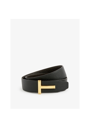 Mens Tom Ford Reversible T Logo Grained-Leather Belt