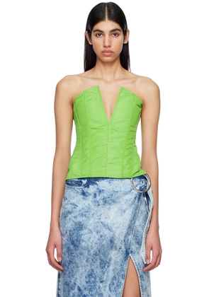 Marques Almeida Green V-Neck Tank Top