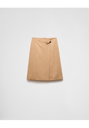 Camel-hair midi-skirt