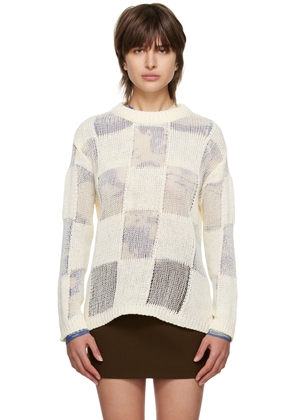 OPEN YY Off-White Checkerboard Sweater
