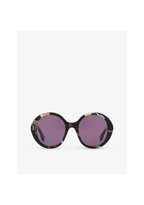Womens Gucci Gg1628S Round-Frame Acetate Sunglasses