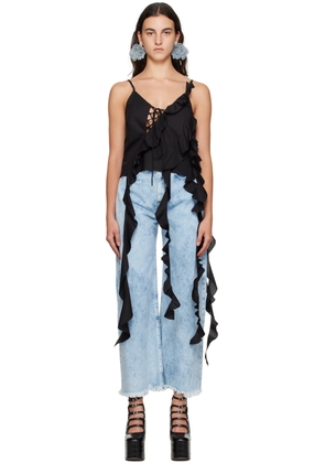 Marques Almeida Black Ruffle Tank Top