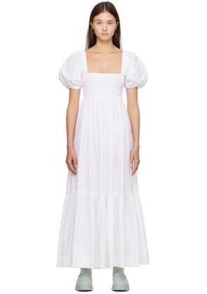 GANNI White Smocked Maxi Dress