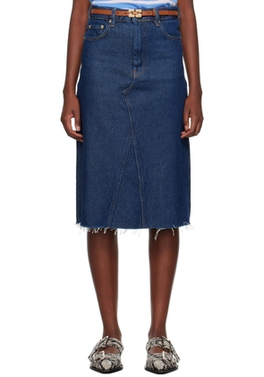 GANNI Indigo Raw Edge Denim Midi Skirt