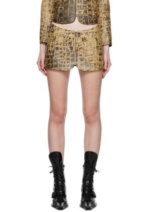 KNWLS Beige Croc-Embossed Leather Miniskirt