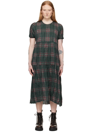 R13 Green Check Midi Dress