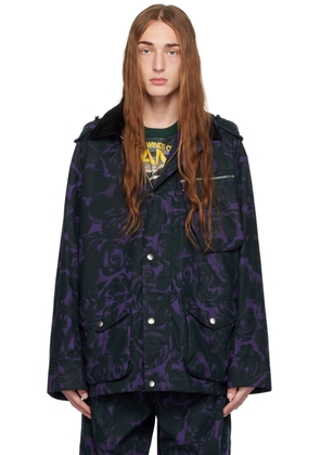 Burberry Purple & Green Rose Print Jacket