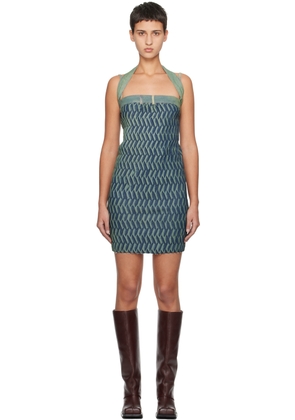 Masha Popova SSENSE Exclusive Navy & Green Denim Minidress