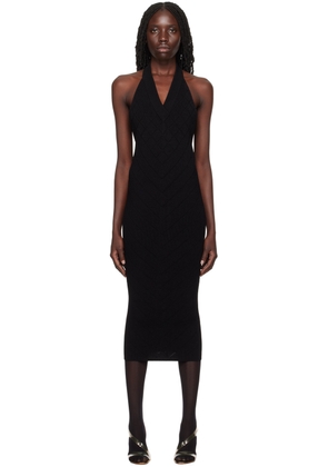 Balmain Black Halter Midi Dress