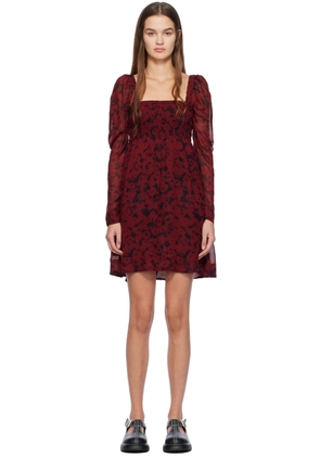 GANNI Red & Black Printed Minidress