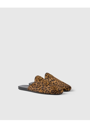 Leopard-print leather mules