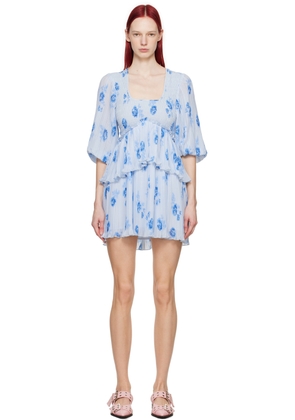 GANNI Blue Pleated Minidress