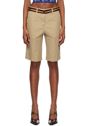 Dries Van Noten Beige Belted Shorts