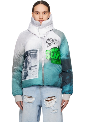 ERL Blue & Gray Printed Puffer Jacket