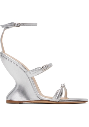 Magda Butrym Silver Inverted Wedge Heeled Sandals