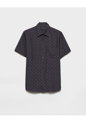Short-sleeved printed silk shirt