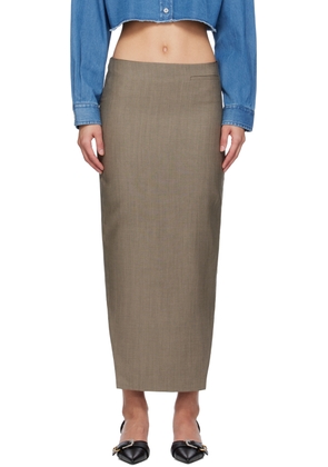 Givenchy Gray Front Kick Midi Skirt