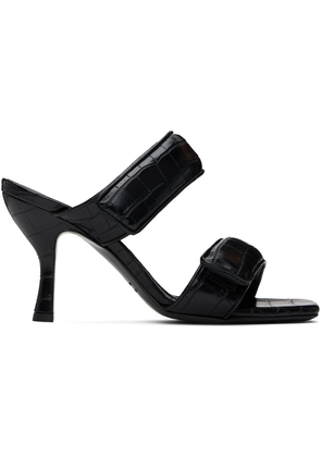 GIABORGHINI Black Perni 03 Croc Heeled Sandals